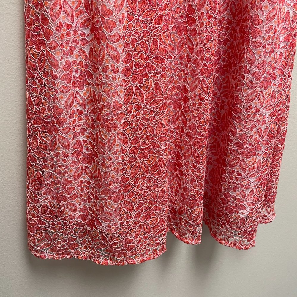 NSR Womens Coral Floral Trim Bustier Sleeveless Tank Lace Midi Dress Size Large - Picture 3 of 10